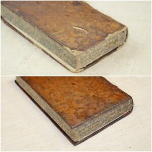 Avant / Après restauration des coins et des chants vue de la tranche et du plat supérieur.