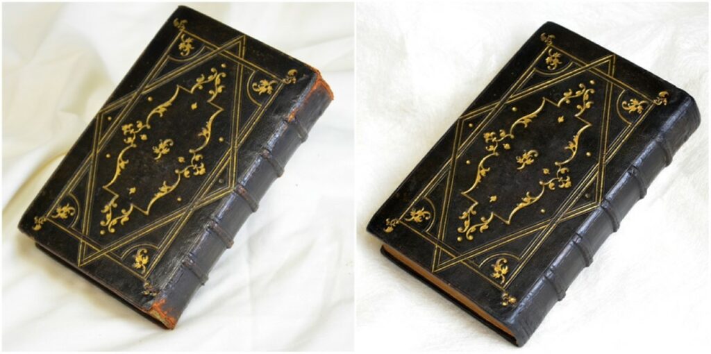 Avant / Après restauration du plat inférieur. Avant / Après restauration du plat inférieur.