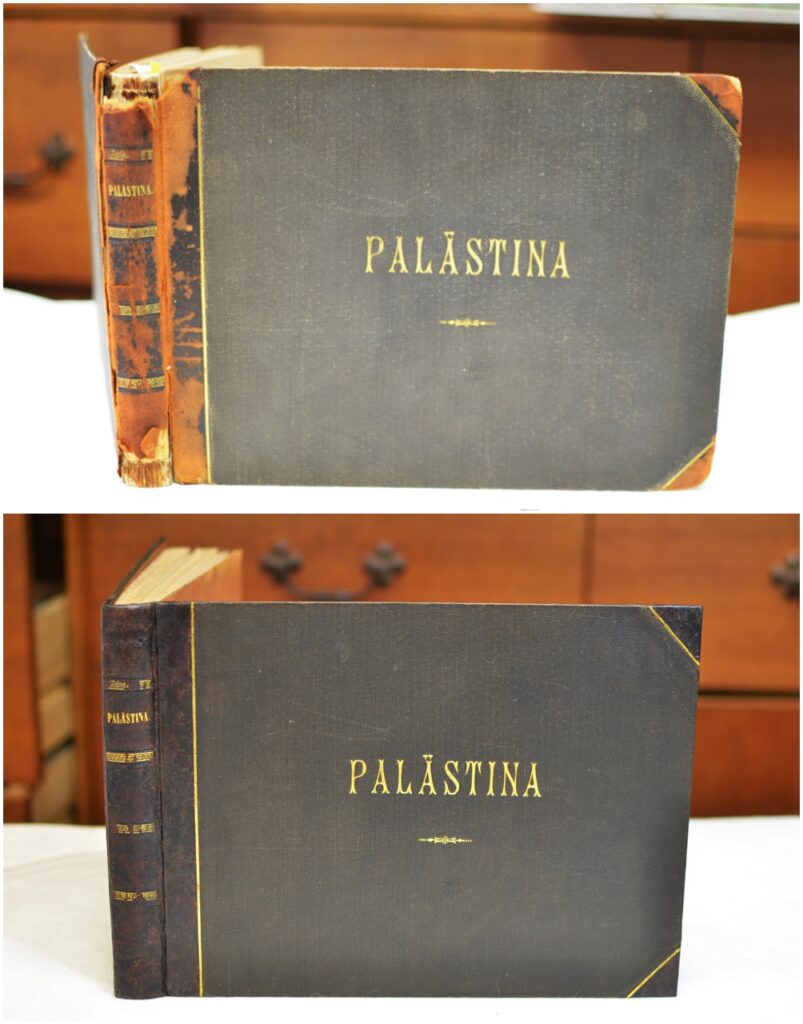 Avant / Après restauration du dos et du plat supérieur. Avant / Après restauration du dos et du plat supérieur.